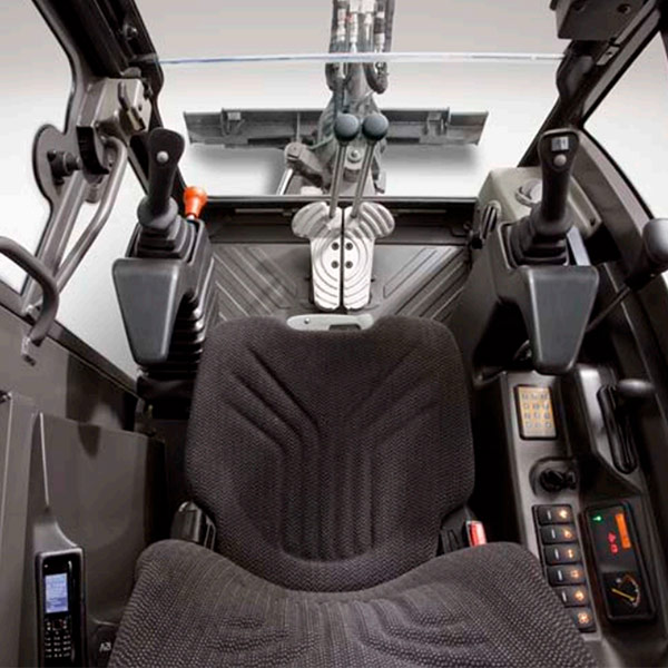 Picture showing the interior of a Volvo excavator